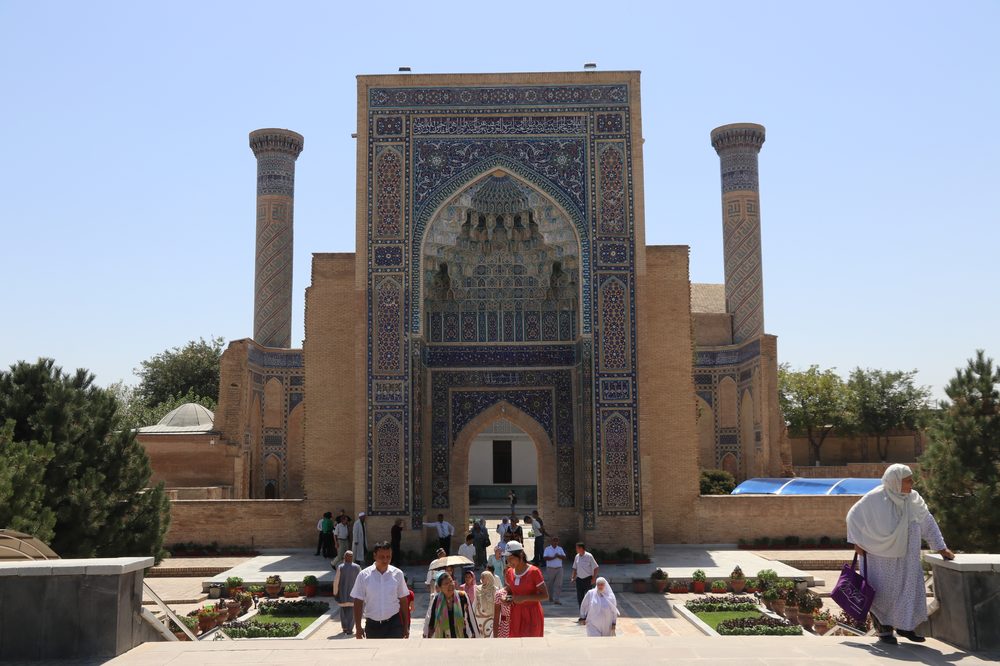 Registan square at golden hour, Samarkand, Uzbekistan
