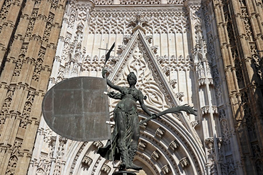Giralda statue on Seville Cathedral, Andalusia, Spain